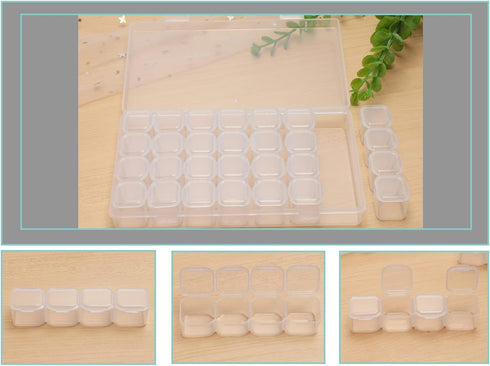 112 Slots 4 Pack 28 Grids Plastic Organizer Box Clear Beads Storage Container Jewelry Case for Art DIY Crafts, Nail Diamonds,Jewelry, Painting...