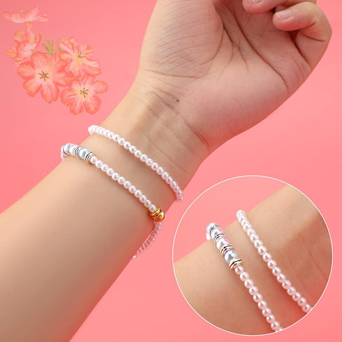 SAVITA 3000Pcs 4mm White Round Pearls Beads Satin Luster Loose Spacer Beads for DIY Craft Necklaces Bracelets Earrings Rings Jewelry Making Suppli...