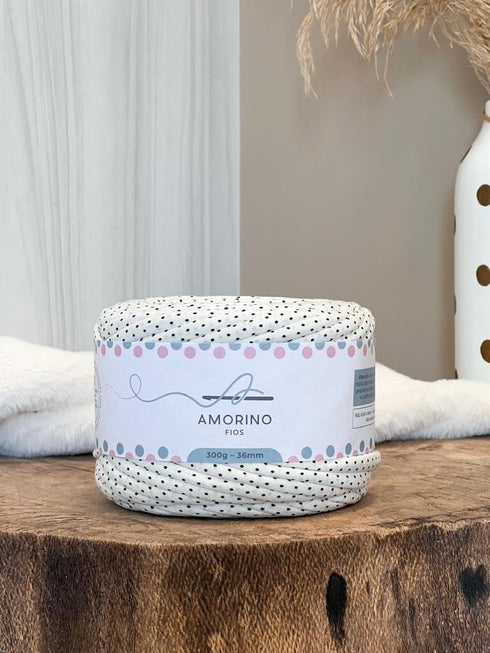 Premium 3,6mm t-Shirt Yarn, Very Soft Crochet Yarn, Polka DOTS (Color: OffWhite), Crochet Yarn with Perfect Elasticity and Softness, Yarn for Craf...