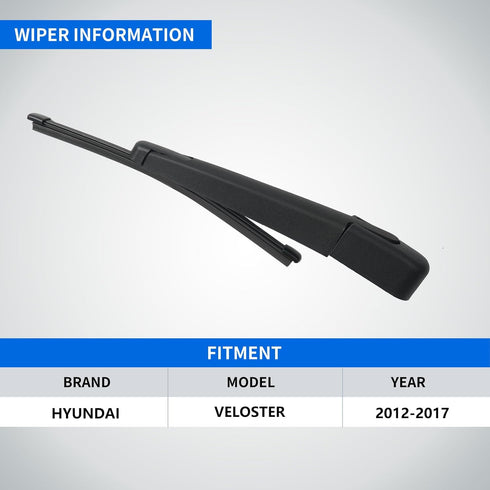 Replacement for Hyundai Veloster 2012-2017 Rear windshield wiper blade and wiper arm kit...