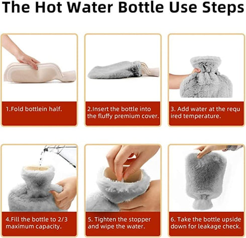 Hot Water Bottle with Soft Cover - 2 Liter Large - Removable Hot Water Bag for Pain Relief, Neck and Shoulders, Feet Warmer, Menstrual Cramps, Hot...