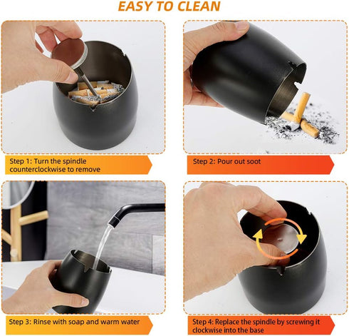 Large Outdoor Cigarette Ashtray with Lid Smokeless Stainless Steel Ash Trays Covered Windproof Smell Proof Ashtrays for Outside Patio Home Odorles...