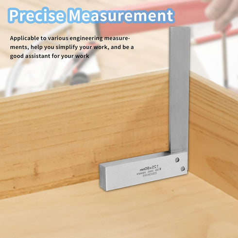 Machinist Square, 5" x 3.2" Mechanical Steel High Precision Square, Wide Seat Square 90 Right Angle Engineer Tool L-Type Measuring Tool for Woodwo...