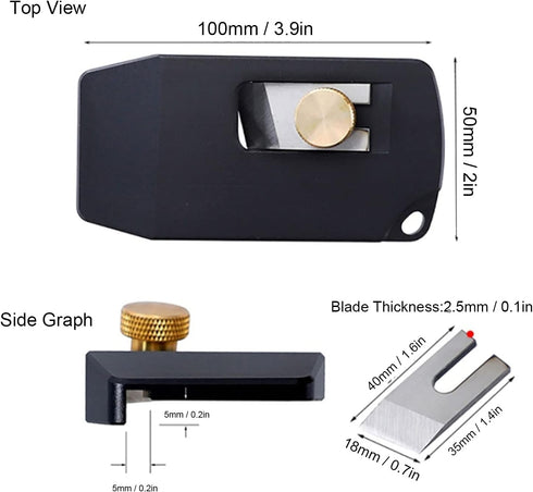 Woodworking Edge Trimmer, Aluminum Alloy Manual Wood Trimming with A Ring, Edge Banding Trimmer Tool with High Speed Steel Adjustable Blade, for P...
