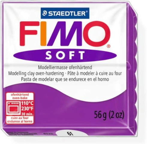 Staedtler Fimo Soft Purple (61) Oven Bake Modelling Clay Moulding Polymer Block Colour 56g (1 Pack)...