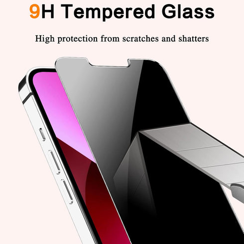 iPhone 13/13 Pro Privacy Screen Protector Mirrored Tempered Glass Film for iPhone 14, Perfect Mirror Effect, Shatterproof, Touch Sensitive, with O...