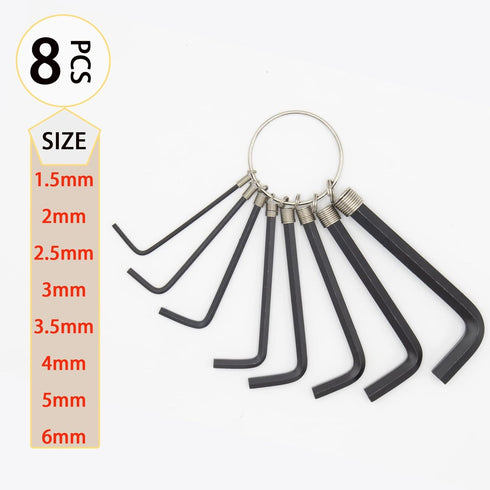 8pcs Allen Wrenches Set, 1.5-6 mm Hex Key Key Chain Set, Portable L Shape Bike Allen Wrench Repair Tool...