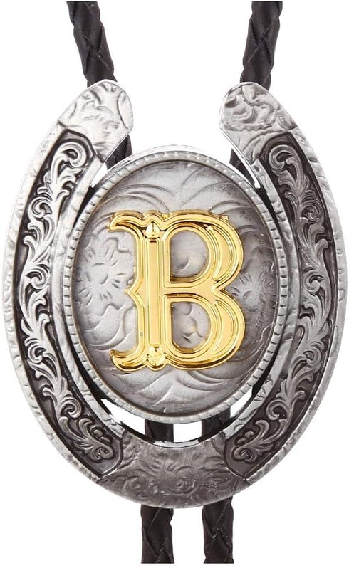 HUABOLA CALYN Vintage Bolo Tie for Men- Initial Letter ABCDMJR to Z Western Cowboy Bolo Tie for Women...