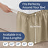 Wrap Around Dust Ruffle Bed Skirt - Beige - for King Size Beds with 15 Inch Drop - Easy Fit Elastic Strap - Adjustable Pleated Bedskirt w/Brushed ...