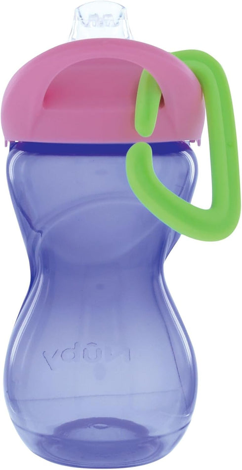 Nuby No-Spill Clik-It Soft Spout Sippy Cup with Easy Grip - (3-Pack) 10 oz - Baby Sippy Cup for 6+ Month Old - Aqua/Pink/Purple...