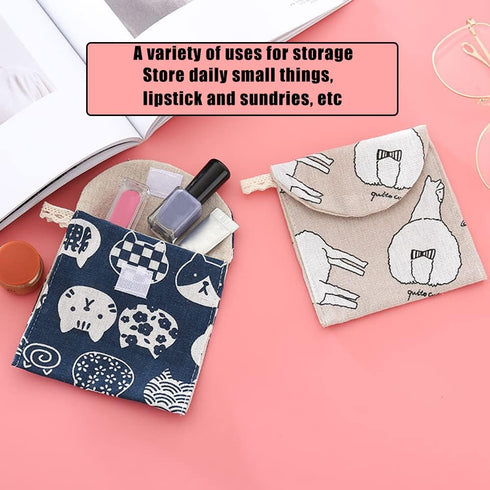 5 Pack Sanitary Napkin Storage Bags Cute Pattern Sanitary Pad Storage Pouch Portable Mini Menstrual Bag Pouch Kit for Women and Teen Girls (5 Styl...