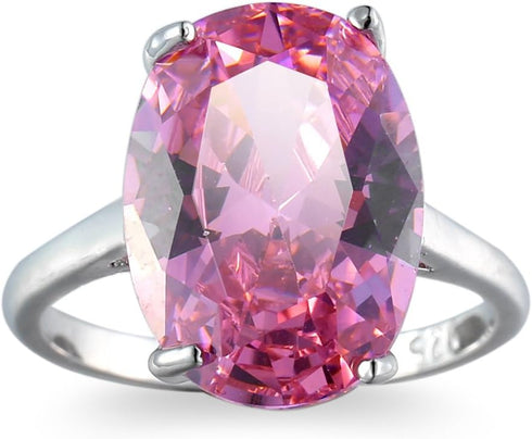 ASFKIPMF Women 925 Silver Oval Cut Pink Topaz Gemstone Gp Pink Austria Crystal Lady Bridal Wedding Engagement Zircon Cushion Cut Super Light Pink ...