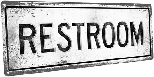 Restroom 6"x16" Metal Sign, Retro, Restroom, Rustic...