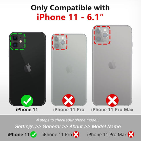 Varikke for iPhone 11 Wallet Case Detachable with 9-Card Holder for Women, Fashion Glitter PU Leather Wrist Strap Strong Magnetic Flip Wallet Remo...