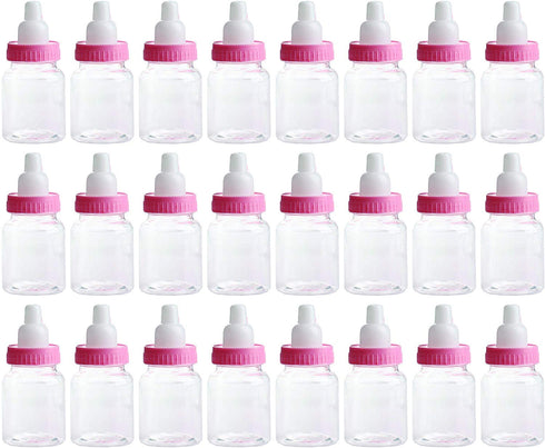 3.5 Inches Baby Bottle Shower Favor,Mini Plastic Candy Bottle,Baby Shower Supplies Boy Girl Newborn Baby Baptism Birthday Party Deco (2 Dozens, Pi...