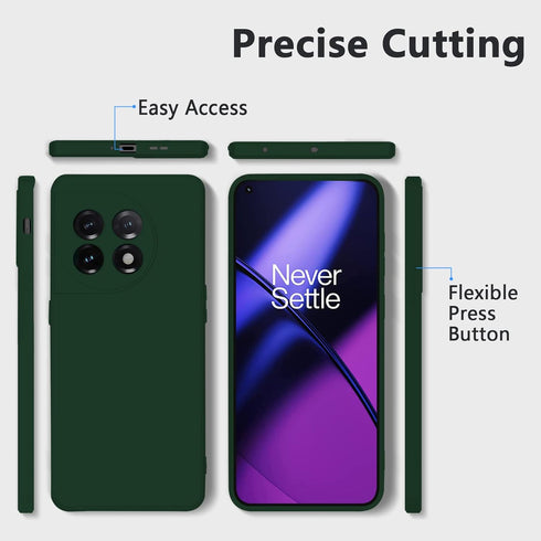 Phone Case for OnePlus 11(2023), Slim Silicone Mobile Cover Waterproof with Full Camera Protection - Pine Green...