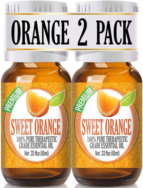 Healing Solutions - (2 Pack) Sweet Orange Essential Oil - Pure Orange Essential Oil for Diffuser, Skin Therapeutic Grade - 0.66 oz - Sweet Orange ...
