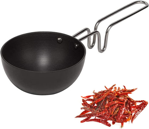 Satre Online and Marketing Hard Anodized Non Stick Aluminium Tadka Pan, Mini Fry Pan,Size No-6- Black...