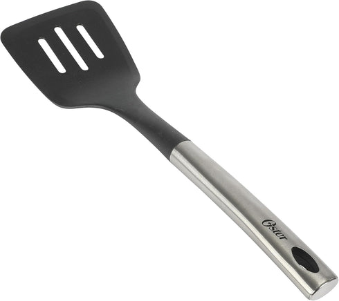 Oster Baldwyn 13" Slotted Nylon Turner Spatula - Black w/Stainless Steel Handle...