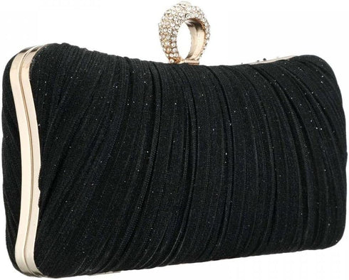 Clutch Purse for Women Pleated Glitter Evening Clutch Purses with Rhinestone Evening Bag for Bridal Wedding Party...