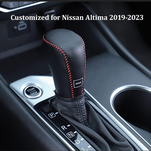Car Gear Shift Knob Cover Fit for Nissan Altima 2019-2024, Artifical Leather Shift Knob Cover, Gear Shift Cover Compatiable with Altima 2020, Blac...