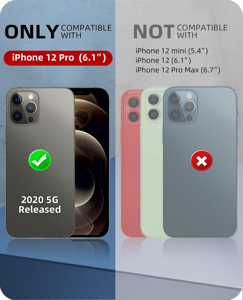 WIFORT for iPhone 12 Pro Waterproof Case Built-in Screen Protector Water Resistant Cover Protective Drop Protection Hard, Shockproof Full Body Def...