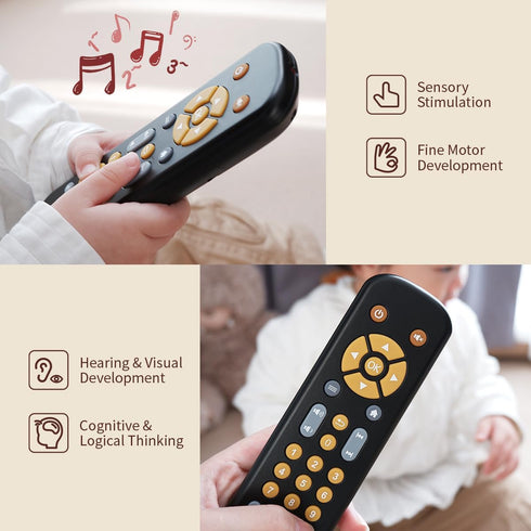 Nueplay Baby TV Remote Control Toy with Light and Sound, Toddler Realistic Controller with 3 Languages, Early Educational Learning Musical Toys, P...