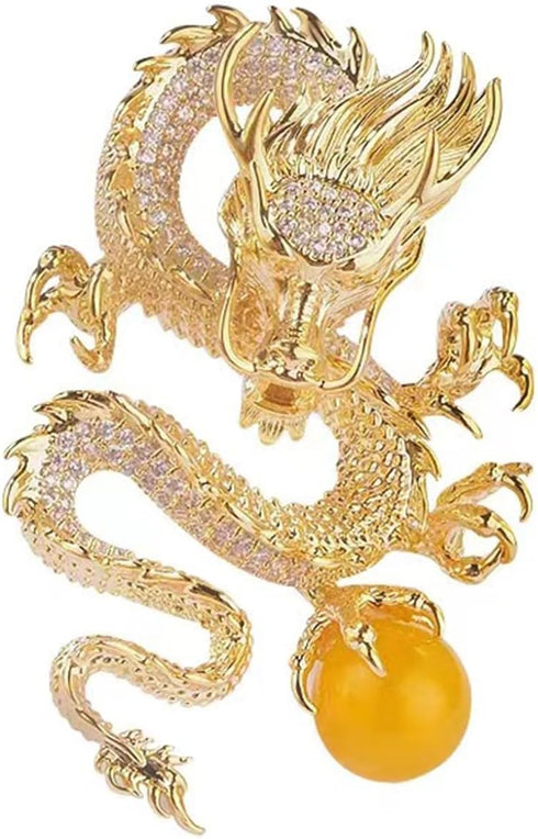 2024 Year of the Dragon Brooch Gold Dragon Brooch Brooch Pins for Women Fashion National Style Corsage Accessory for Coat Suit Mother's Day Gifts ...