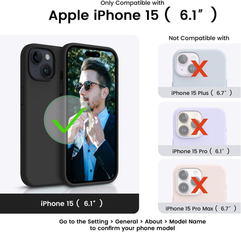 OTOFLY Compatible with iPhone 15 Case, Silicone Shockproof Slim Thin Phone Case for iPhone 15 (6.1 inch), (Black)......
