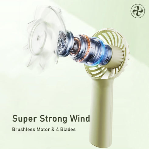 Personal Fan - Powerful 4-Blade Mini Handheld Fan, 3-Speed Adjustable, USB Rechargeable, 1200mAh Battery, Lightweight & Portable for Travel & Outd...