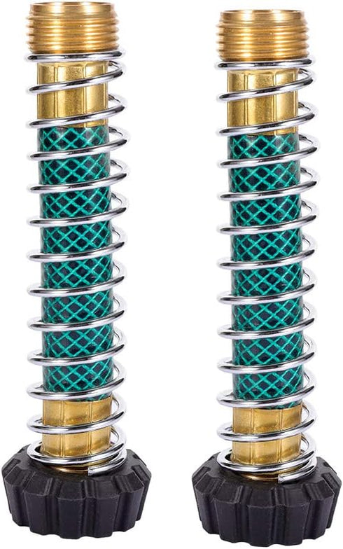 Garden Hose Coiled Spring Protector with Solid Brass Faucet Hoses Coupling Adapter Extension with Comfortable Rubberized Grip 2pcs...