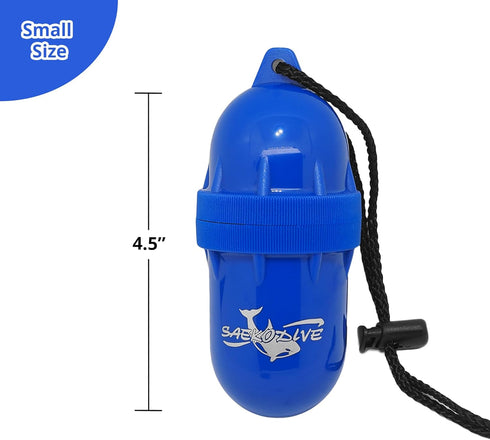 Cylinder Dry Box with Lanyard - Waterproof Container, Watertight Key Pouch Holder - For Snorkeling, Boat, Kayak and Water Activities (Blue, Small)...
