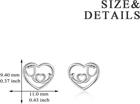 YFN Nursing Themed Stud Earrings Sterling Silver Jewelry Gift for Nurse...