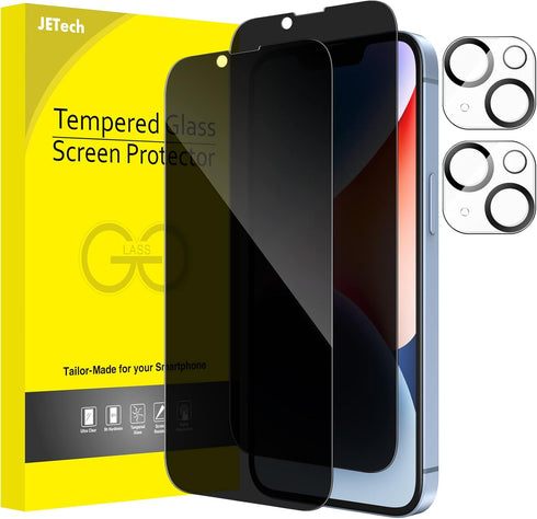 JETech Privacy Full Coverage Screen Protector for iPhone 14 6.1-Inch with Camera Lens Protector, Anti-Spy Tempered Glass Film, 2-Pack Each......