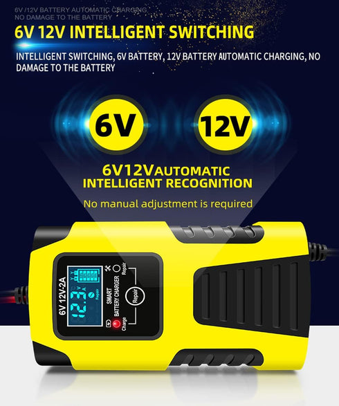 6V 12V Battery Charger Maintainer, 2-Amp Fully Automatic Smart Charger, Portable Trickle Charger,Car Battery Repair and Desulfator for Automotive,...