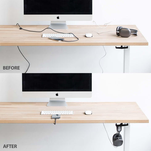 The Quickdraw - Under Desk Cord Management Mount, Hidden and Adjustable, Cable Organizer, 2 Cord Clips Included | Elevation Lab...