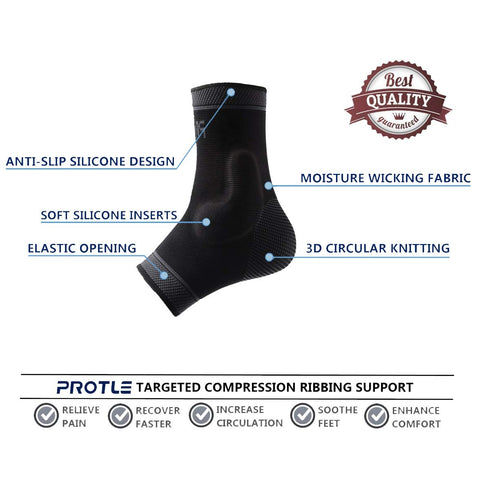 Adjustable Foot Socks, Ankle Brace Compression Support Sleeve with Silicone Gel, Arch Support - Boosts Recovery from Joint Pain, Sprain, Plantar F...
