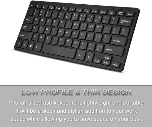 Yoidesu Mini Wired Keyboard, Thin Full Size USB Wire Corded Keyboard,Portable 78 Keys USB Multimedia Game Office Keyboard, Suitable for PC, Comput...