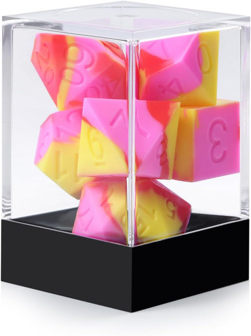 Silicone Dungeons and Dragons Dice Set, DNDND 7PCS Silicone Rubber DND Die with Clear Plastic Display Case for D&D Role Playing Games and Tabletop...