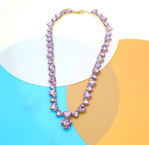 JNF Crystal Rhinestone Choker Collar Necklace For Women Colorful Bling Neck Chain Trendy Sparkly Statement Piece Crystal Rhinestone Heart Bib Neck...