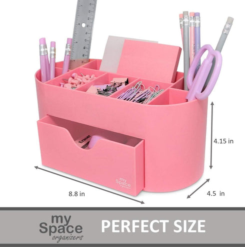 Pink Desk Organizer for Office Supplies and Desk Accessories - Pen Holder Desktop Organization for Room College Dorm Home School (Pink)...