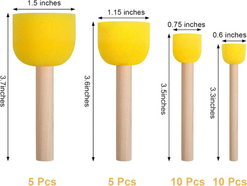 30 Pcs Round Sponges Brush Set, Round Sponge Brushes for Painting, Paint Sponges for Acrylic Painting, Painting Tools for Kids Arts and Crafts (4 ...