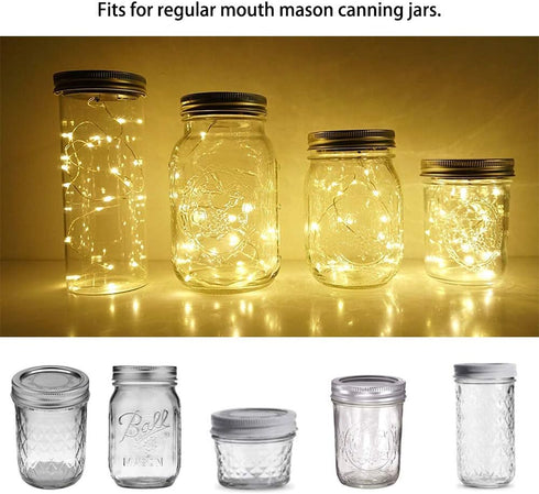 Solar Mason Jar Lights, 8 Pack 15 LED Waterproof Fairy Firefly Jar Lids String Lights with Hangers(NO JARS), Patio Yard Garden Wedding Easter Deco...