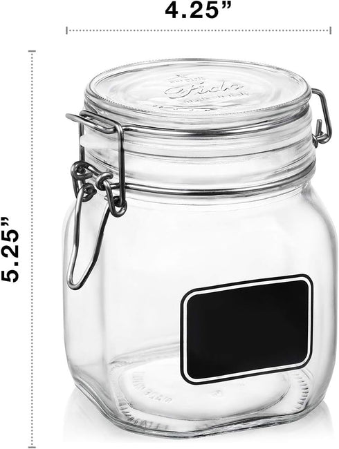 Bormiolio Rocco Clear Jar with Chalkboard, 25.3 Oz...