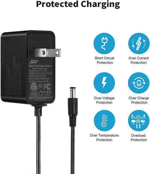 Tonton 12V 1A 10ft AC/DC Long Power Supply Adapter Cord 12W Wall Charger AC 100V-240V to DC 12 Volt with 8 Tips for LED Strip Light, CCTV Camera, ...