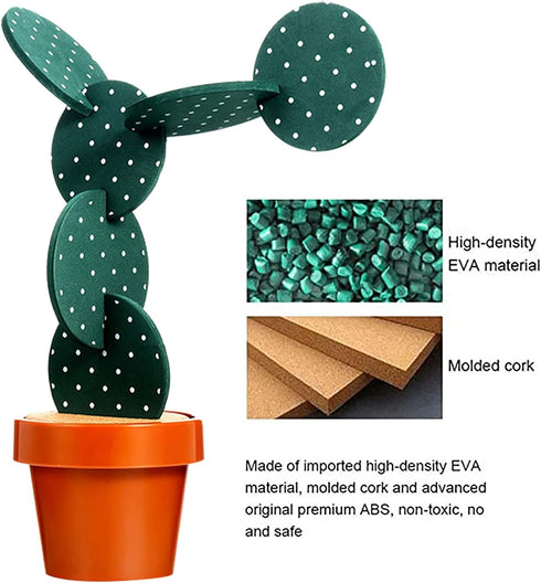 Coasters Cactus Set of 6 DIY Funny Coasters for Drinks with Flowerpot Holder,Novelty Coasters Cactus Gifts for Bar Home Decor (Green with Point)...