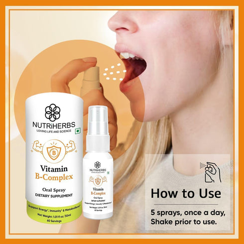 Vitamin B Complex Oral Spray - Improve Immunity, Energy Booster, Improves Metabolism, Skin & Hair Health (30 ml)...