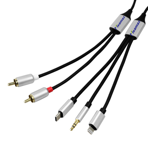 MFi Certified Lightning to RCA Audio Cable, 6.56FT Length RCA to 3.5mm Cable, 3-in-1 USB-C to RCA Audio Cable with Hi-Fi DAC Chip, Use for Home Th...