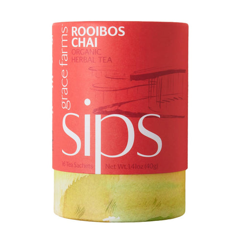 Grace Farms ROOIBOS CHAI Herbal Tea (16 Pyramid Sachets) | Healthy and Caffeine Free | Organic, Fair Trade and Kosher Certified | Gives Back 100% ...