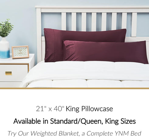 YnM Cooling Pillowcase 2 Pack,King(21''x40'')?Burgundy...